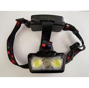 Nabíjateľná čelová baterka s 3 čipmi 1x XML T6 + 2x COB LED