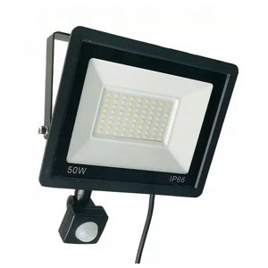 LED reflektor SLIM 50W IP66 s pohybovým senzorom - čierny