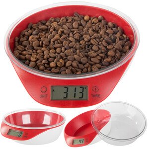 Elektronická kuchynská váha s miskou 5kg/1g - červená