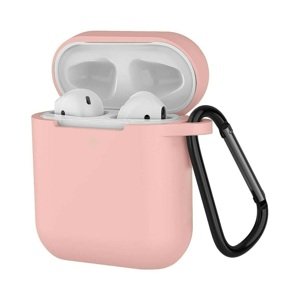 Silikónové púzdro pre Airpods 1 a 2 s karabínou - Ružová