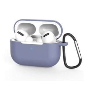 Silikónové púzdro pre Airpods Pro s karabínou - Sivo modrá