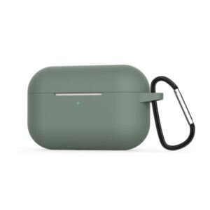 Silikónové púzdro pre Airpods Pro s karabínou - Tmavo zelená