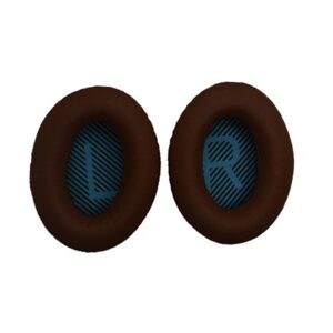 Náhradné kožené náušníky pre slúchadlá Bose QuietComfort 2, 15, 25 a 35 - Hnedé s modrým vnútrom