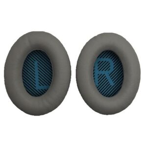 Náhradné kožené náušníky pre slúchadlá Bose QuietComfort 2, 15, 25 a 35 - Tmavo sivé s modrým vnútrom