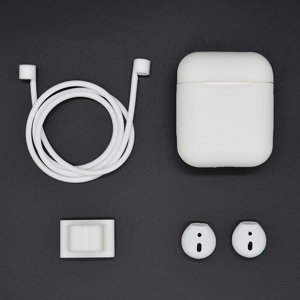 Silikónové púzdro pre Airpods, 4 kusy - Biela