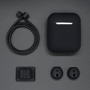 Silikónové púzdro pre Airpods, 4 kusy - Čierna